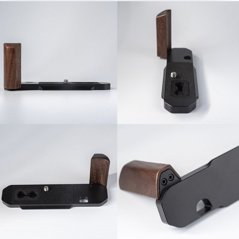 Wooden L-Shaped Hand Grip For Nikon FM2, FM3A, FM, FE, FE2 Cameras – Includes Aluminum Alloy Baseplate