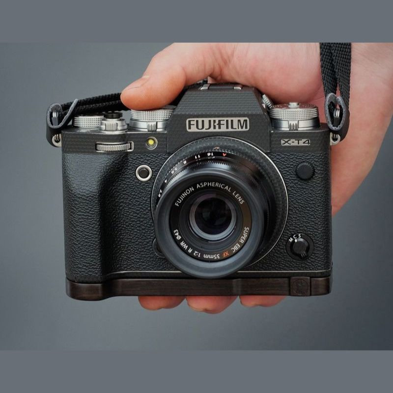 Handcrafted Wooden Handle Base for Fujifilm XT4 Camera