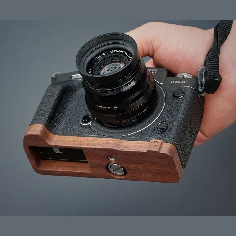 Handcrafted Wooden Handle Base for Fujifilm XT4 Camera