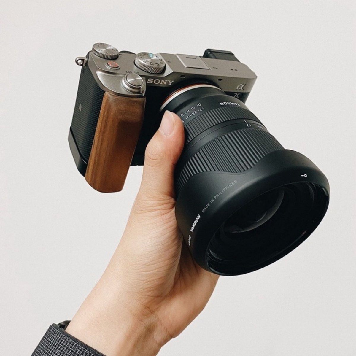 Presa In Legno Ebano O Palissandro Con Adesivo Per Sony A7C - Grips Ergonomico Per Fotocamera