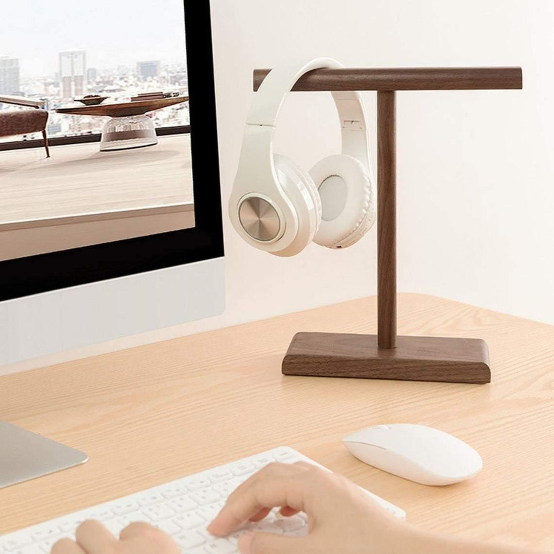 Wooden Stand for Two Headsets - iWoodStore