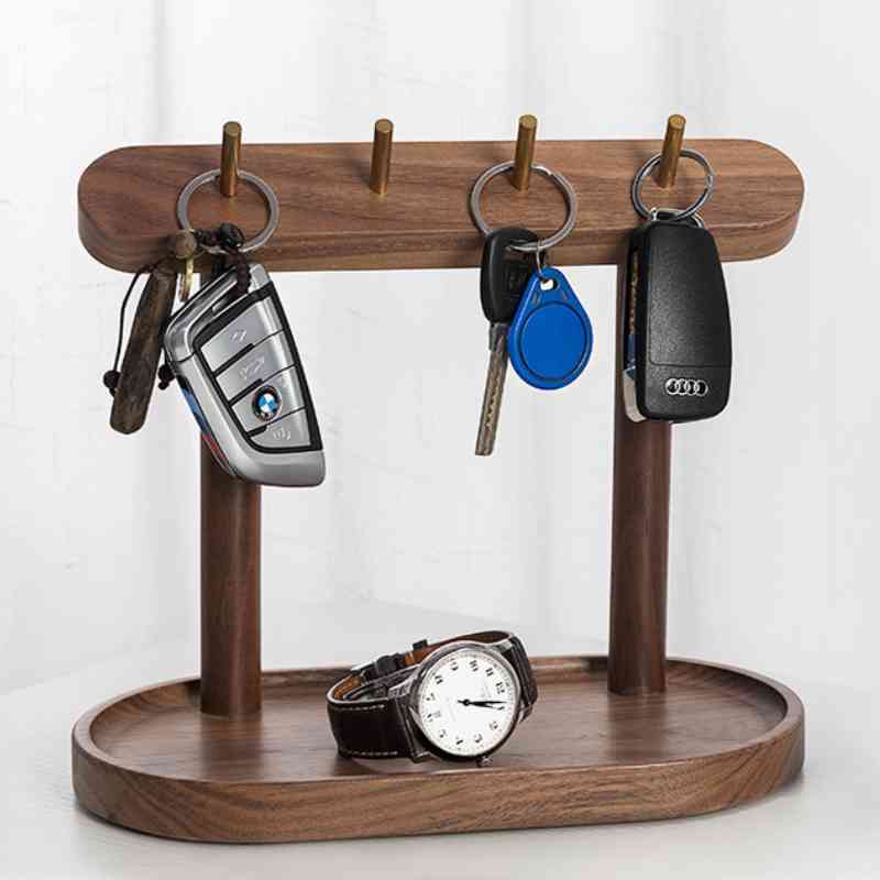 Key Rack Tray Wooden Valet Tray Key Rack Organizer