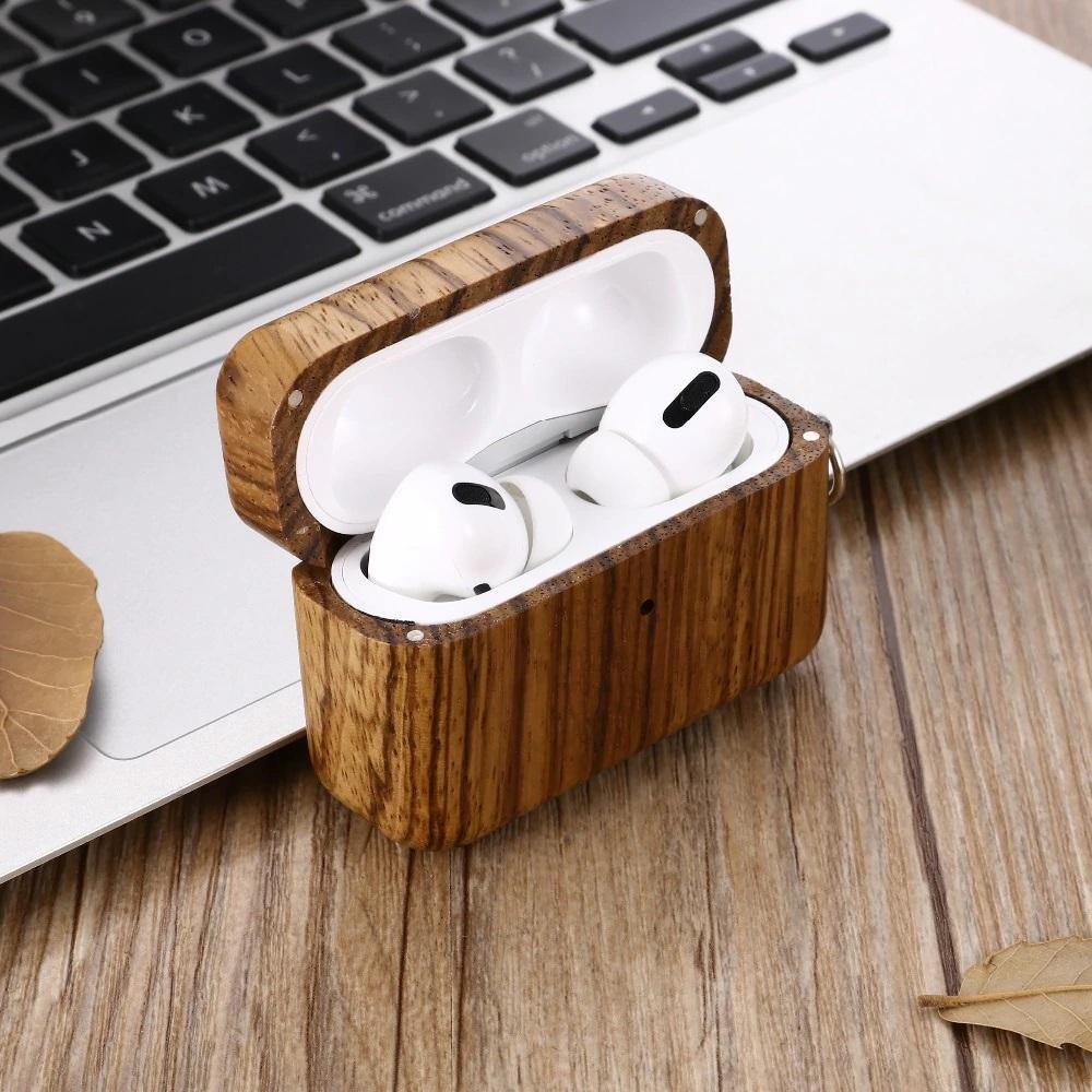 Natural Wood Zebra AirPods Pro Case with Keychain