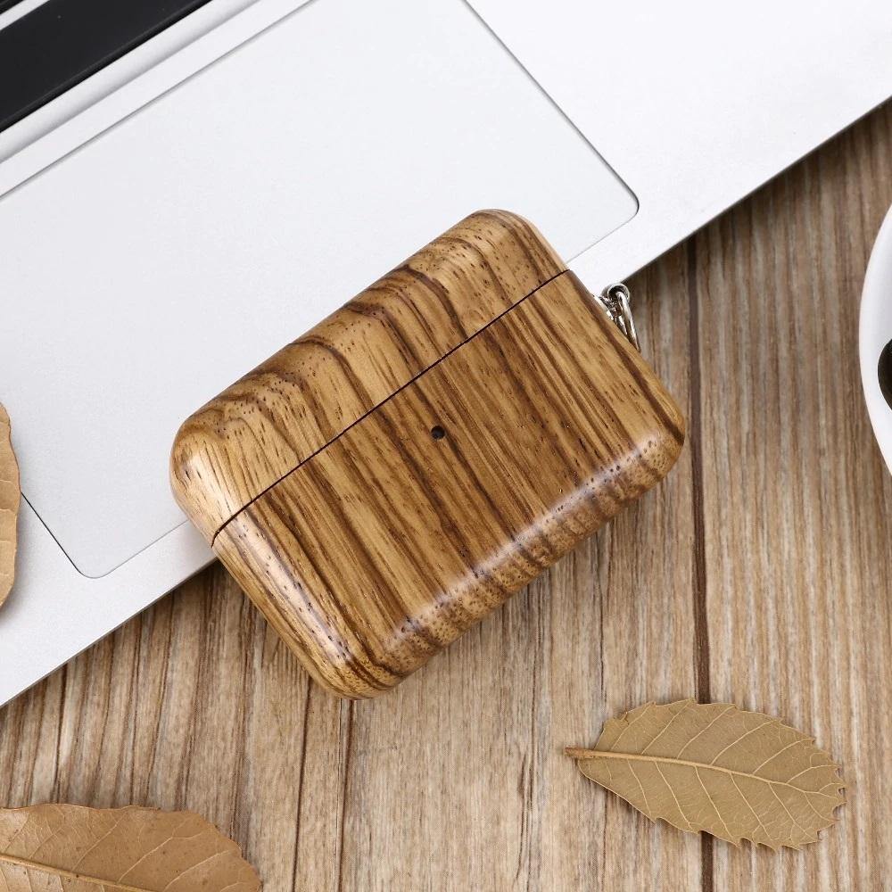 Natural Wood Zebra AirPods Pro Case with Keychain
