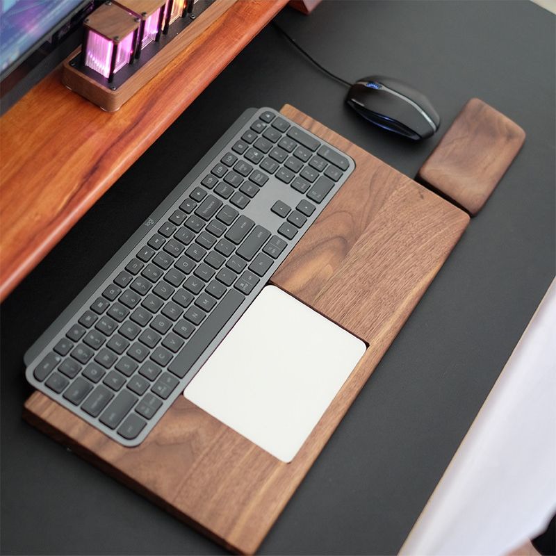 Logitech MX Keys Mechanical Keyboard Tray Walnut Wood Logi MX mini keyboard palm rest with track pad