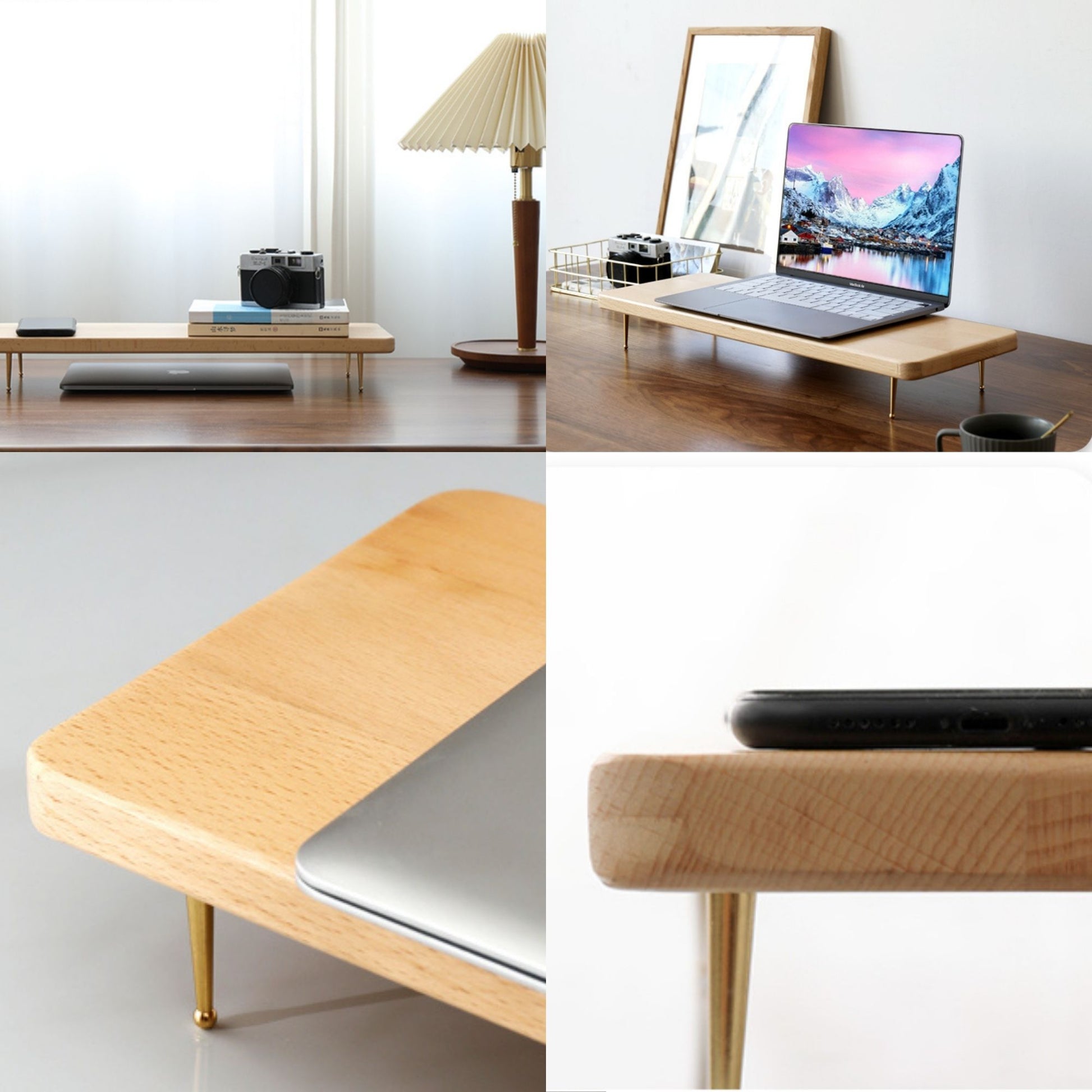 Beech Wood Monitor Holder with USB