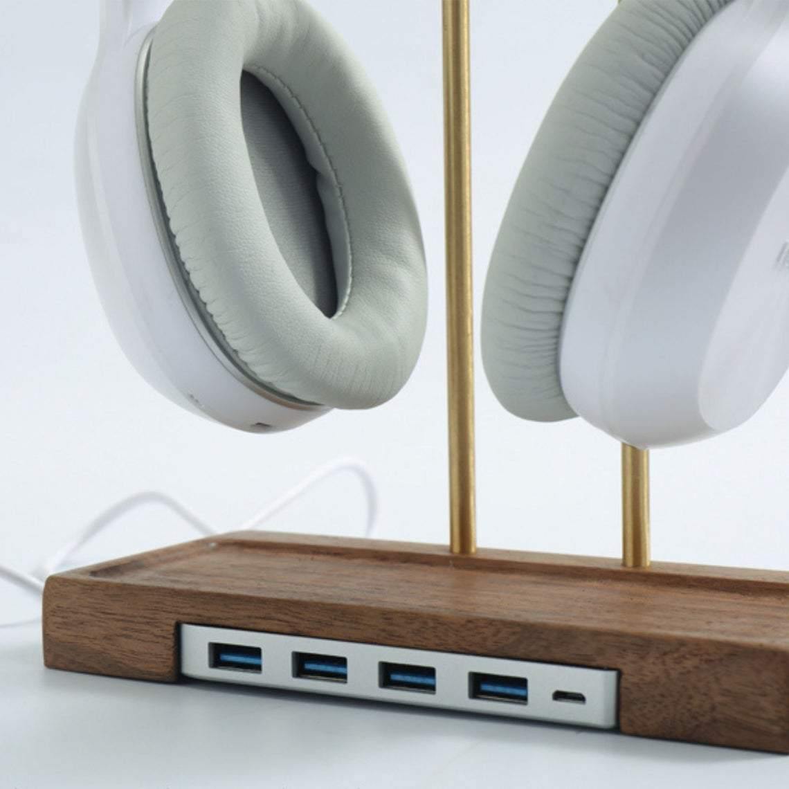 Stylish earphone stand with table charger, USB earphone stand wood, earphone holder, earphone rack, mans gift, gamer gift, dj gift