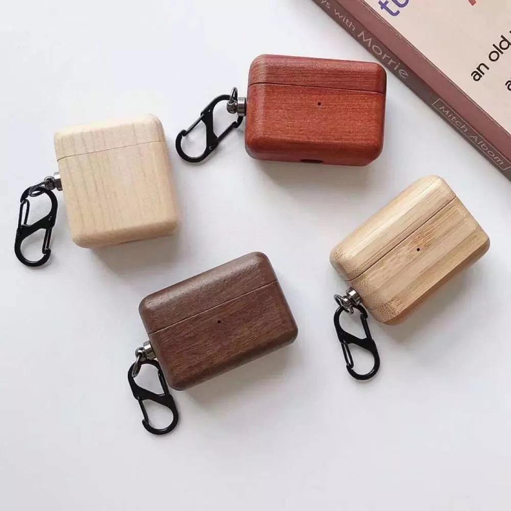 Rosewood Apple AirPods Pro Case with Keychain 🌳 Natural Wood. ♻️ Eco-friendly. ✈️ Free Worldwide Shipping. 🎁 Perfect Gift.