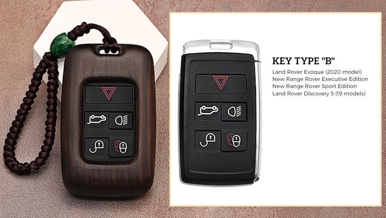 Wooden Shell Key Case Cover for Land Rover Range Rover Jaguar