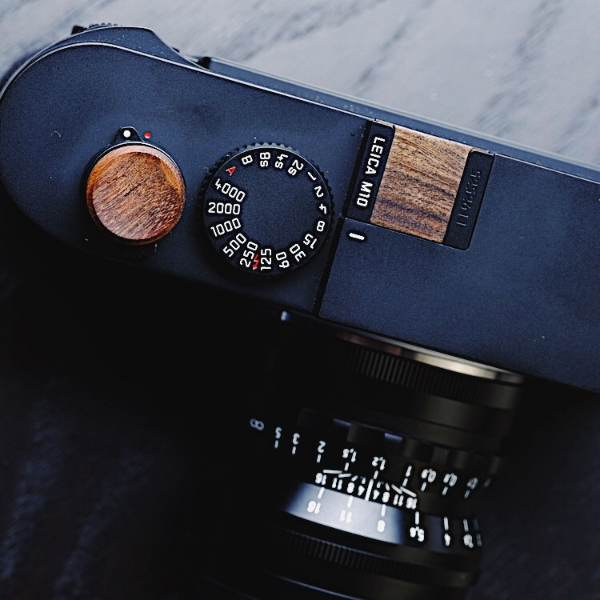 Wooden Leica M10, M10-P or M9 Hot Shoe Cover and Shutter Button Wooden Set Walnut Rosewood Dark Palisander