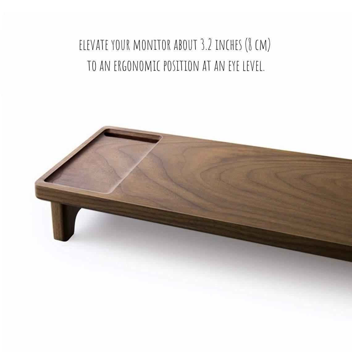  Wooden monitor stand, elevated riser iMac stand, computer display stand, brown solid wood table support table, home office organizer desk