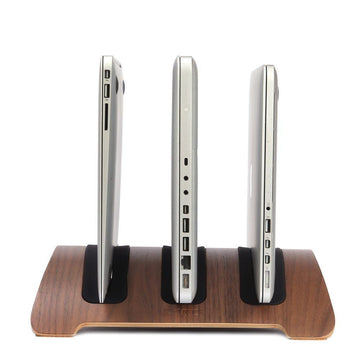 Vertical MacBook Stand 3 in 1 charging station 🌳 Natural Wood. ♻️ Eco-friendly. ✈️ Free Worldwide Shipping. 🎁 Perfect Gift.