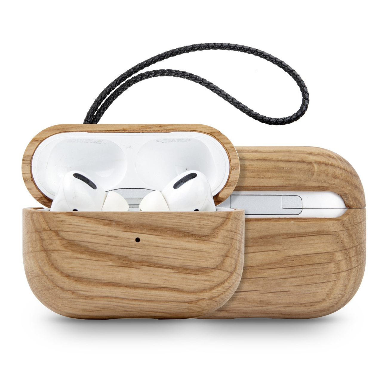 oak wood slim protective airpods pro case front side iwoodstore