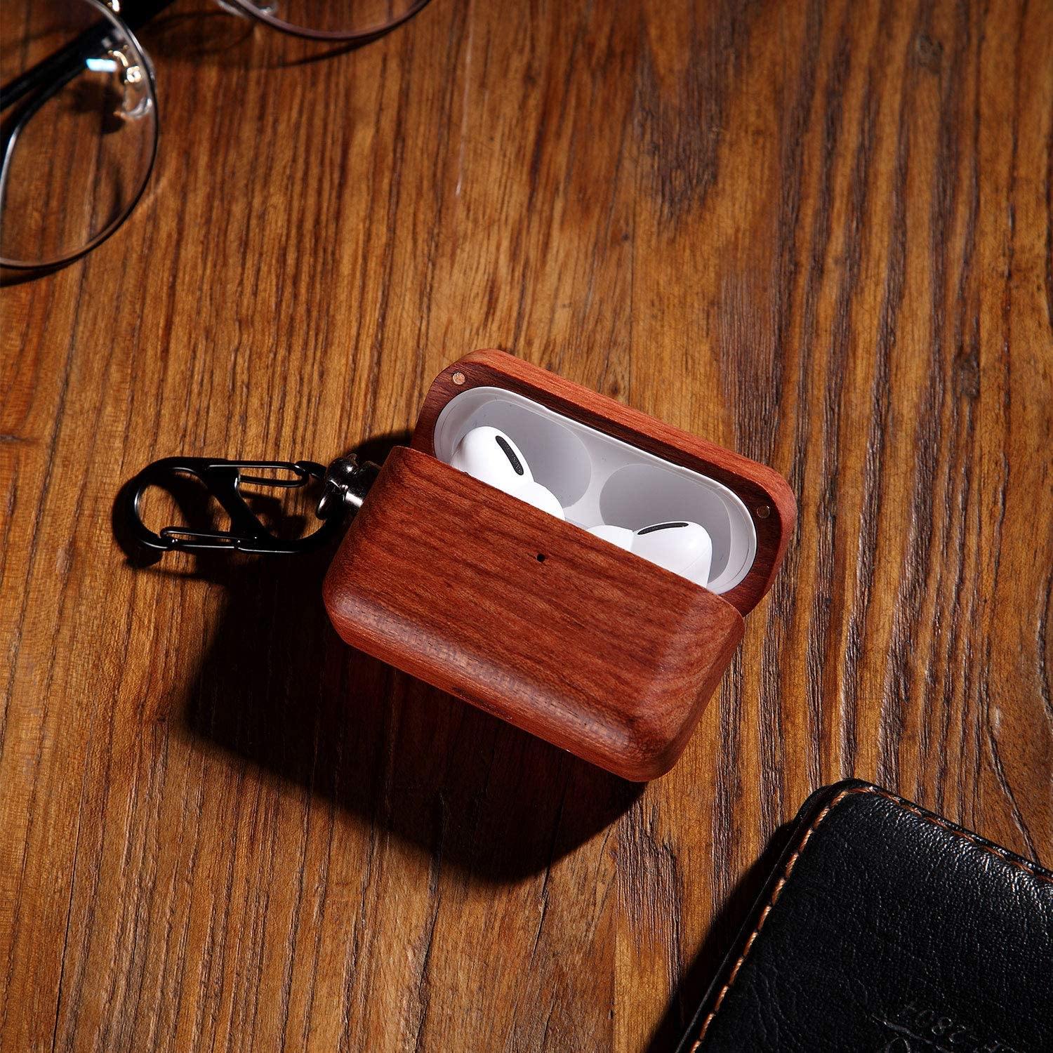 Rosewood Apple AirPods Pro Case with Keychain