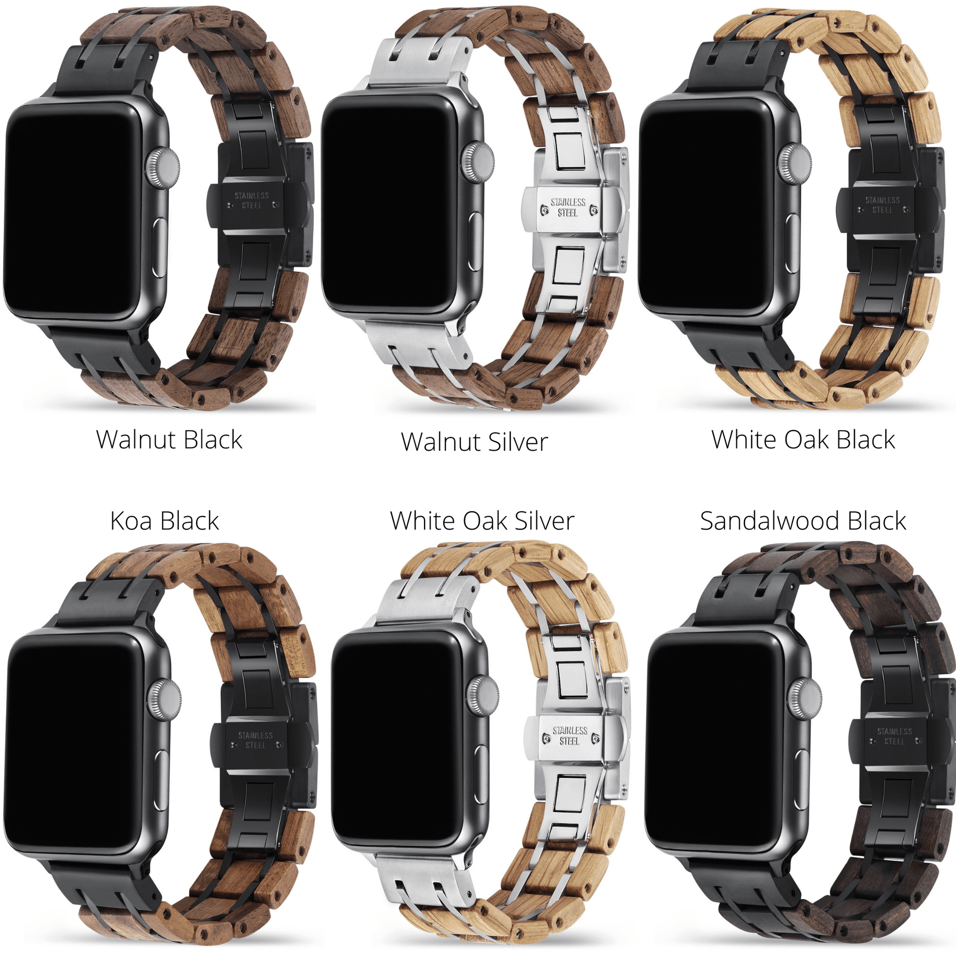 Walnut Silver Apple Watch Band 🌳 Natural Wood. ♻️ Eco-friendly. ✈️ Free Worldwide Shipping. 🎁 Perfect Gift.