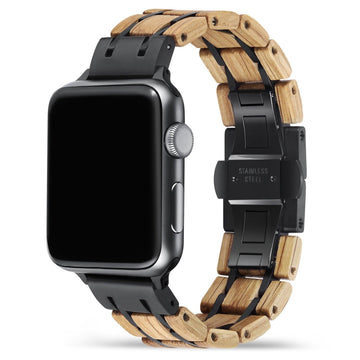 White Oak Black Apple Watch Band 🌳 Natural Wood. ♻️ Eco-friendly. ✈️ Free Worldwide Shipping. 🎁 Perfect Gift.