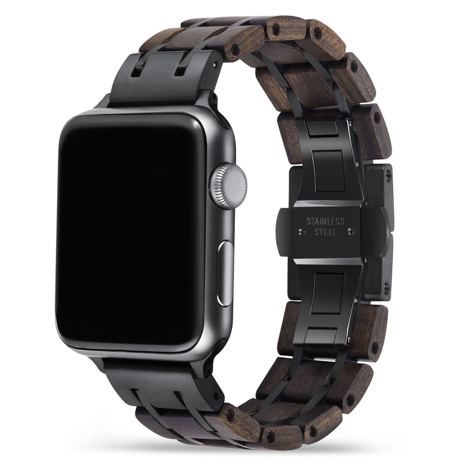 Sandalwood Black Apple Watch Band 🌳 Natural Wood. ♻️ Eco-friendly. ✈️ Free Worldwide Shipping. 🎁 Perfect Gift.