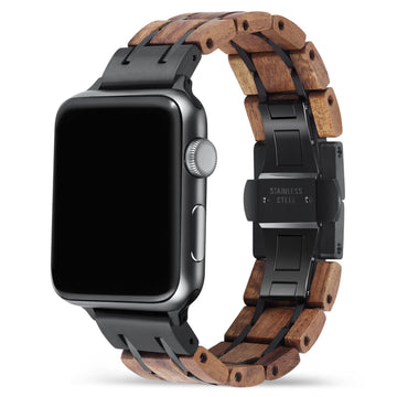 Koa Black Apple Watch Band 🌳 Natural Wood. ♻️ Eco-friendly. ✈️ Free Worldwide Shipping. 🎁 Perfect Gift.