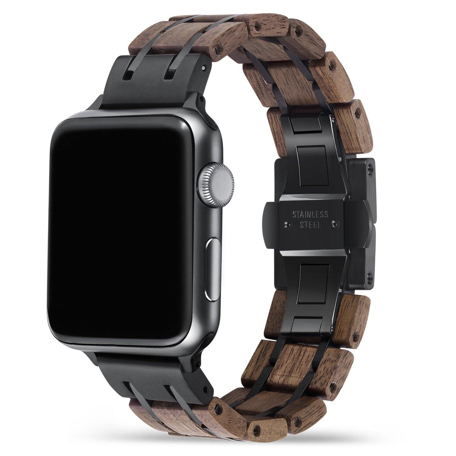 Walnut Black Apple Watch Band 🌳 Natural Wood. ♻️ Eco-friendly. ✈️ Free Worldwide Shipping. 🎁 Perfect Gift.