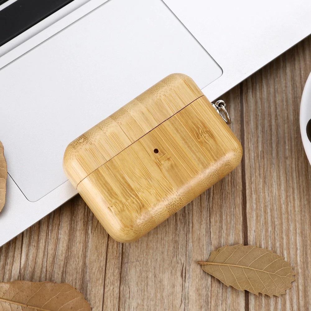 Bamboo AirPods Pro Case with Keychain 🌳 Natural Wood. ♻️ Eco-friendly. ✈️ Free Worldwide Shipping. 🎁 Perfect Gift.